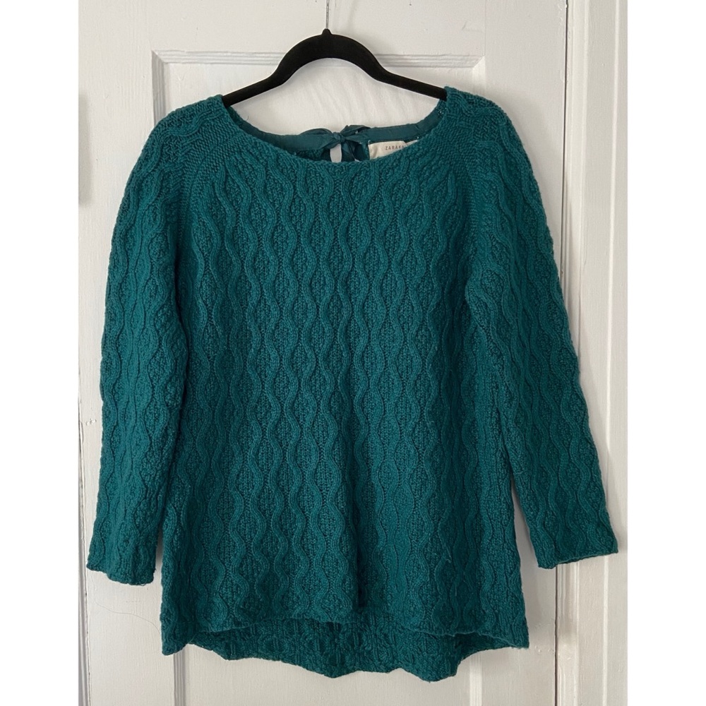 Zara Teal Sweater with Back Bow tie